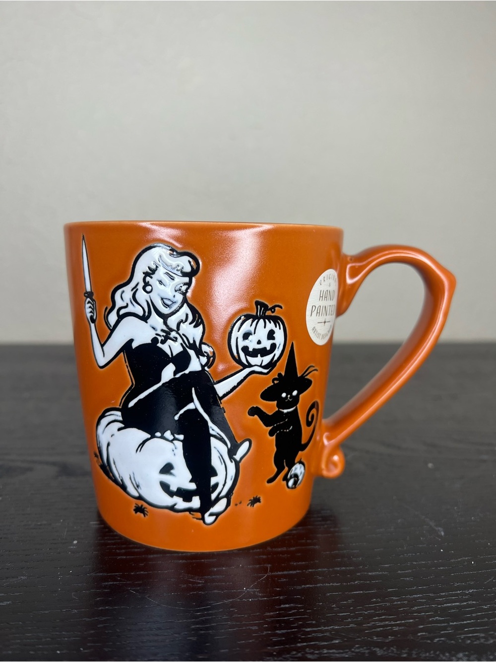 NEW Spectrum Designz Ooh La La Vintage Halloween Pin Up Girl Witch Mug - Orange